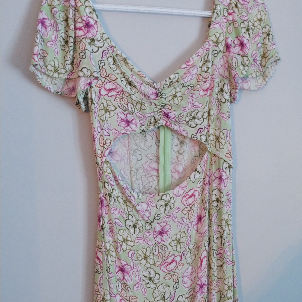 Floral cutout midi dress